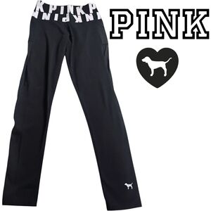 PINK Victoria's Secret Black Women's Size S Leggings Pants Logo Sheer Side Dog